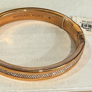 Michael Kors Rose Gold Tone Bangle Bracelet  Pavé Crystals NWT